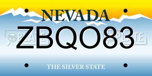 ZBQO83 Nevada License Plate