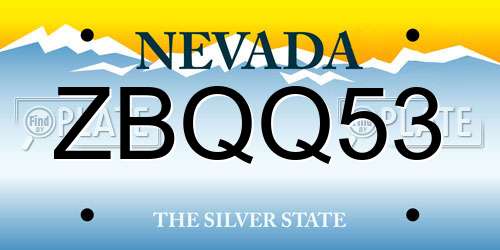 ZBQQ53 Nevada License Plate
