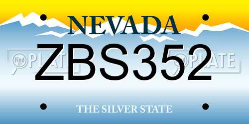 ZBS352 Nevada License Plate