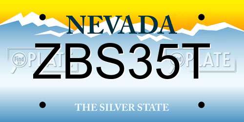 ZBS35T Nevada License Plate