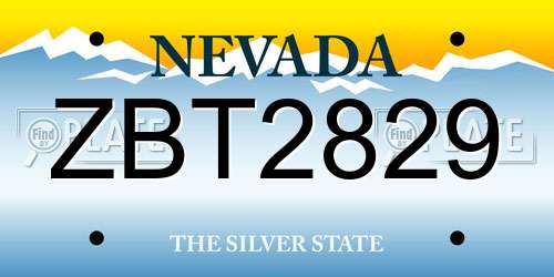 ZBT2829 Nevada License Plate