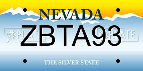 ZBTA93 Nevada License Plate