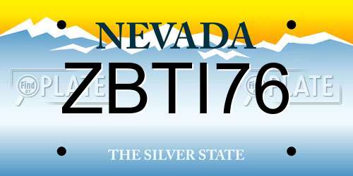 ZBTI76 Nevada License Plate