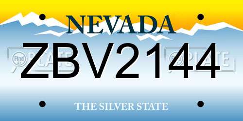 ZBV2144 Nevada License Plate