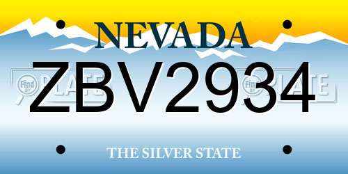 ZBV2934 Nevada License Plate