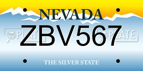 ZBV567 Nevada License Plate