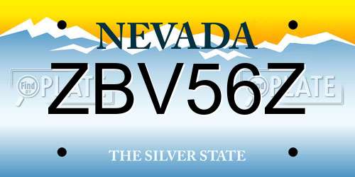 ZBV56Z Nevada License Plate