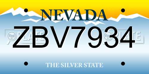ZBV7934 Nevada License Plate