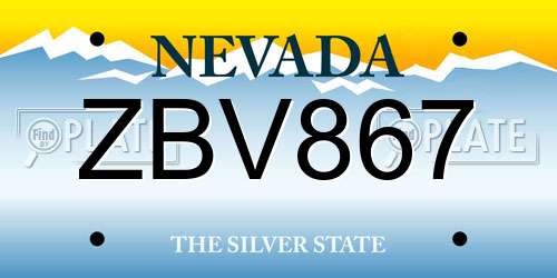 ZBV867 Nevada License Plate