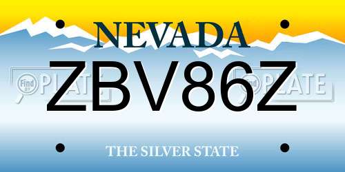 ZBV86Z Nevada License Plate