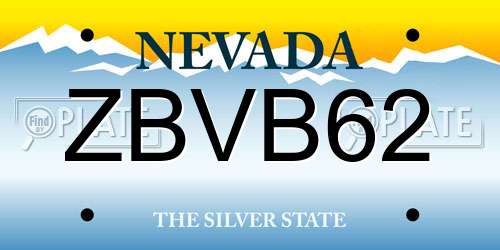 ZBVB62 Nevada License Plate