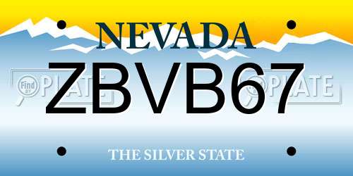 ZBVB67 Nevada License Plate
