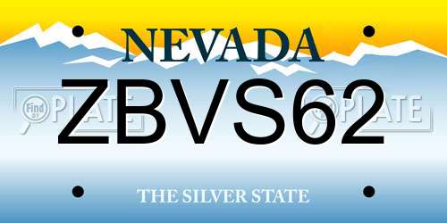 ZBVS62 Nevada License Plate
