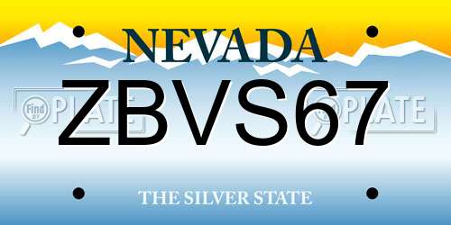 ZBVS67 Nevada License Plate