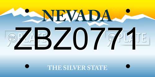 ZBZ0771 Nevada License Plate