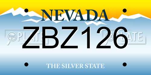 ZBZ126 Nevada License Plate