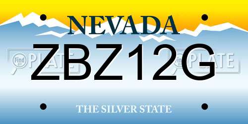 ZBZ12G Nevada License Plate