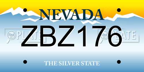 ZBZ176 Nevada License Plate