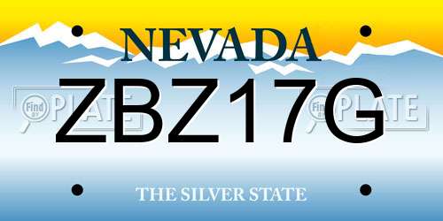 ZBZ17G Nevada License Plate
