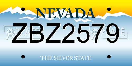 ZBZ2579 Nevada License Plate