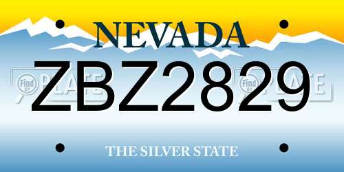 ZBZ2829 Nevada License Plate