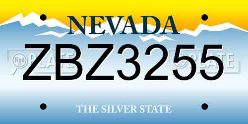 ZBZ3255 Nevada License Plate