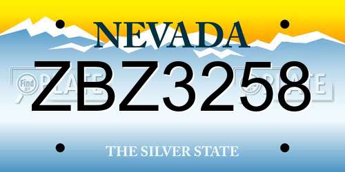 ZBZ3258 Nevada License Plate
