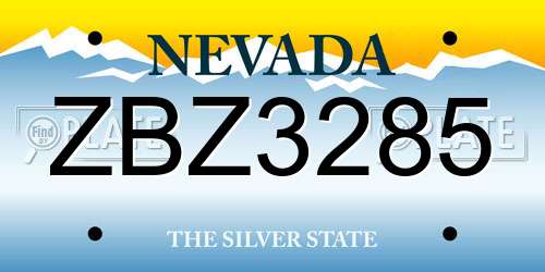 ZBZ3285 Nevada License Plate