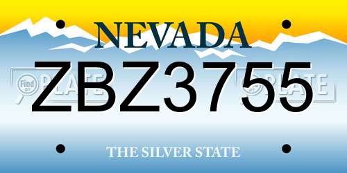 ZBZ3755 Nevada License Plate
