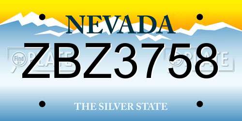 ZBZ3758 Nevada License Plate