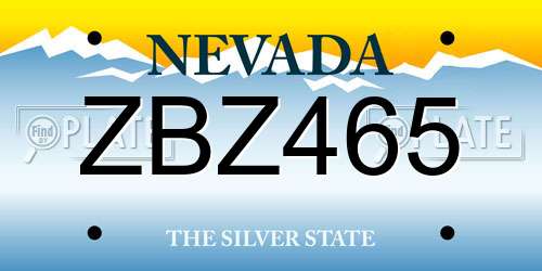 ZBZ465 Nevada License Plate