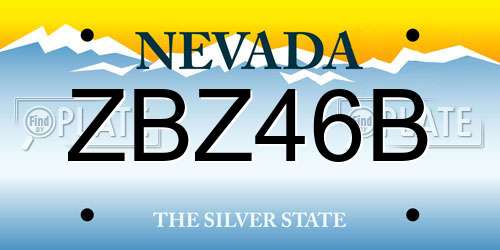 ZBZ46B Nevada License Plate