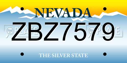 ZBZ7579 Nevada License Plate