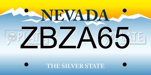 ZBZA65 Nevada License Plate