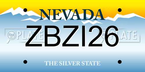 ZBZI26 Nevada License Plate