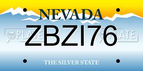 ZBZI76 Nevada License Plate