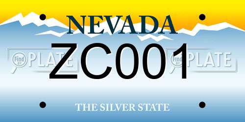 ZC001 Nevada License Plate