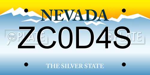 ZC0D4S Nevada License Plate