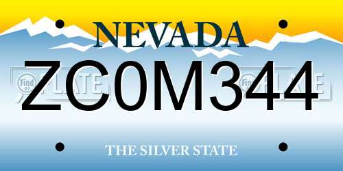 ZC0M344 Nevada License Plate