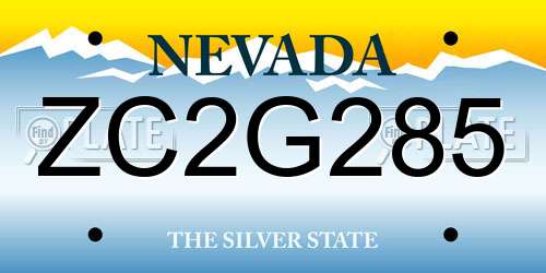 ZC2G285 Nevada License Plate