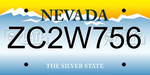 ZC2W756 Nevada License Plate