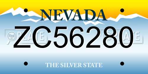 ZC56280 Nevada License Plate