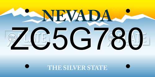 ZC5G780 Nevada License Plate
