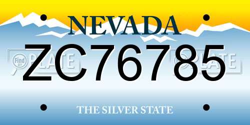 ZC76785 Nevada License Plate