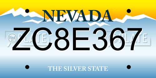 ZC8E367 Nevada License Plate