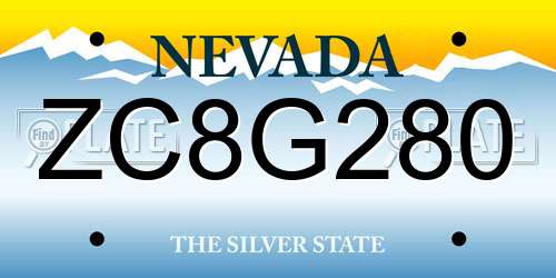 ZC8G280 Nevada License Plate
