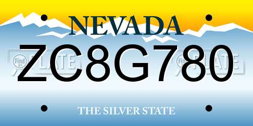ZC8G780 Nevada License Plate