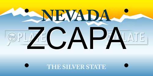 ZCAPA Nevada License Plate