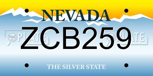 ZCB259 Nevada License Plate