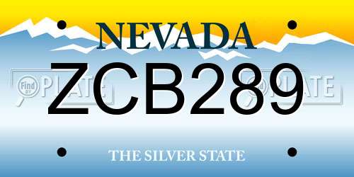 ZCB289 Nevada License Plate